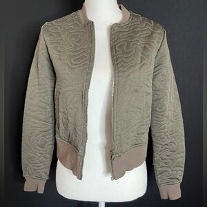 Blanc Noir Olive Quilted Bomber Jacket